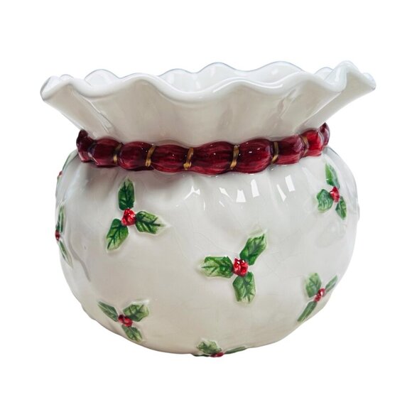 Fritz And Floyd Old World Santa Bag Cachepot Bowl Christmas Red - Picture 6 of 6